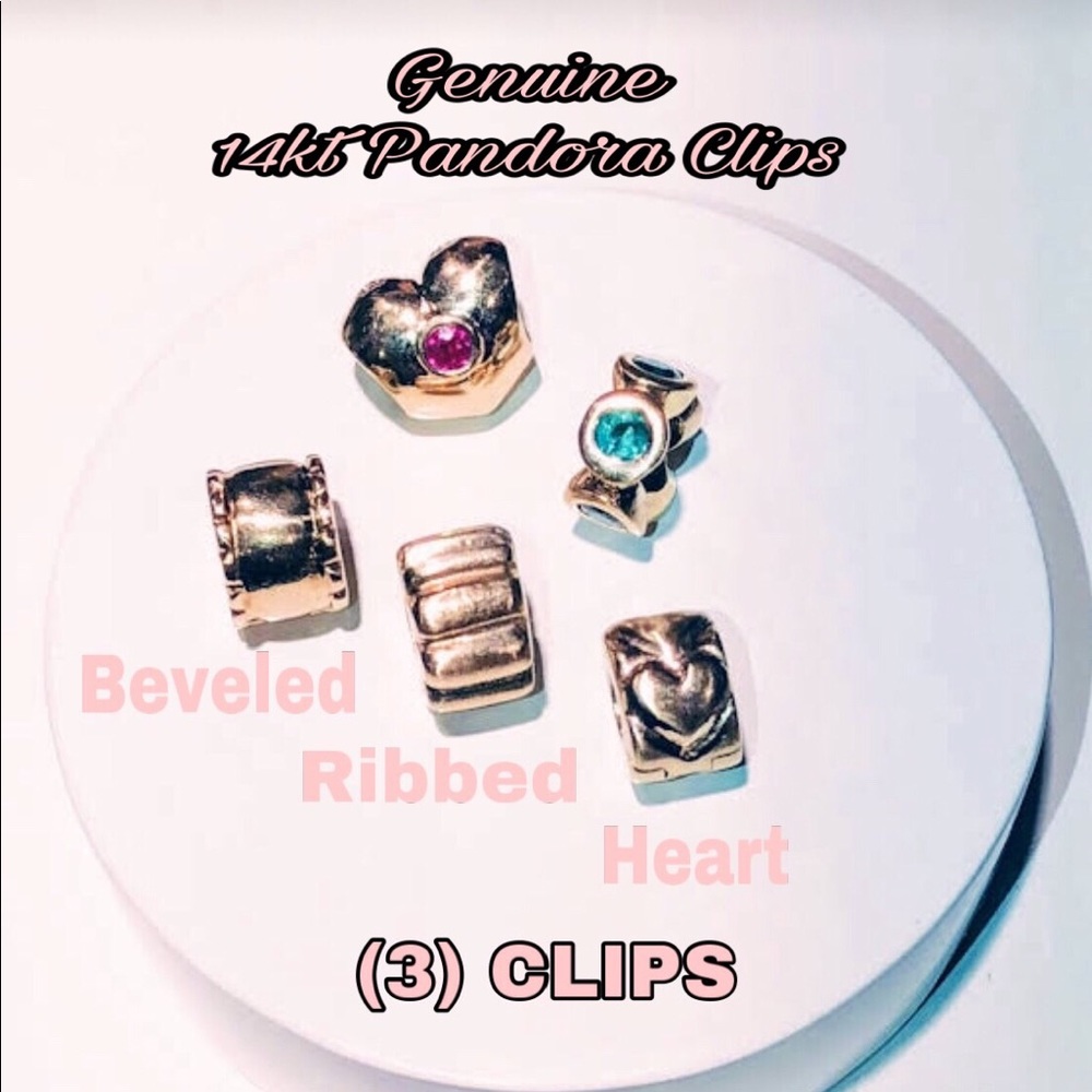 Reduced (3) 14 kt Gold Pandora Clips